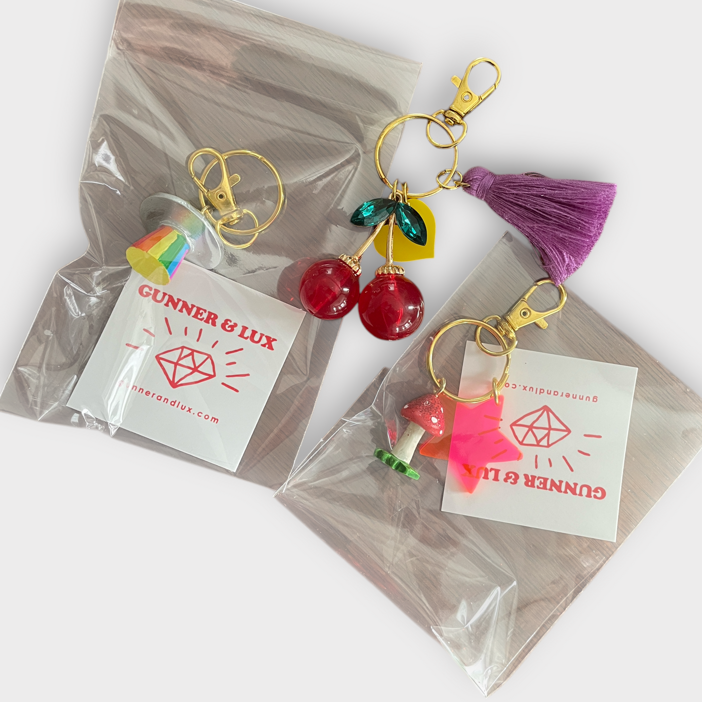 Cherry Heart Bag Charm