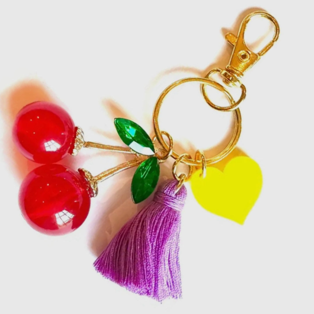 Cherry Heart Bag Charm