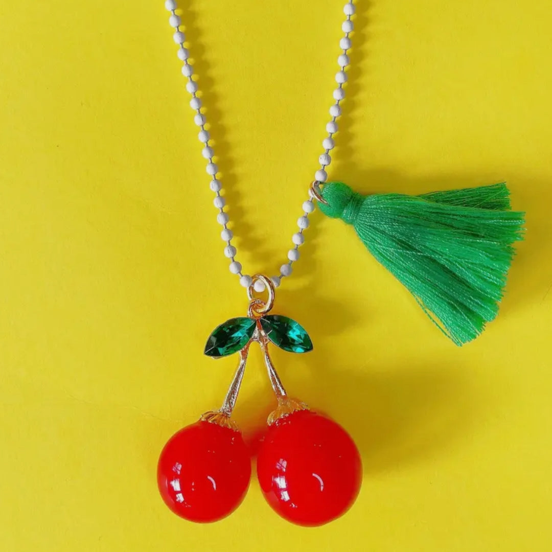 Rhinestone Cherries Necklace