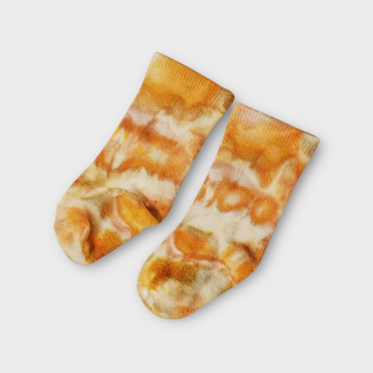 Ice-Dyed Baby Socks in Desert Waves