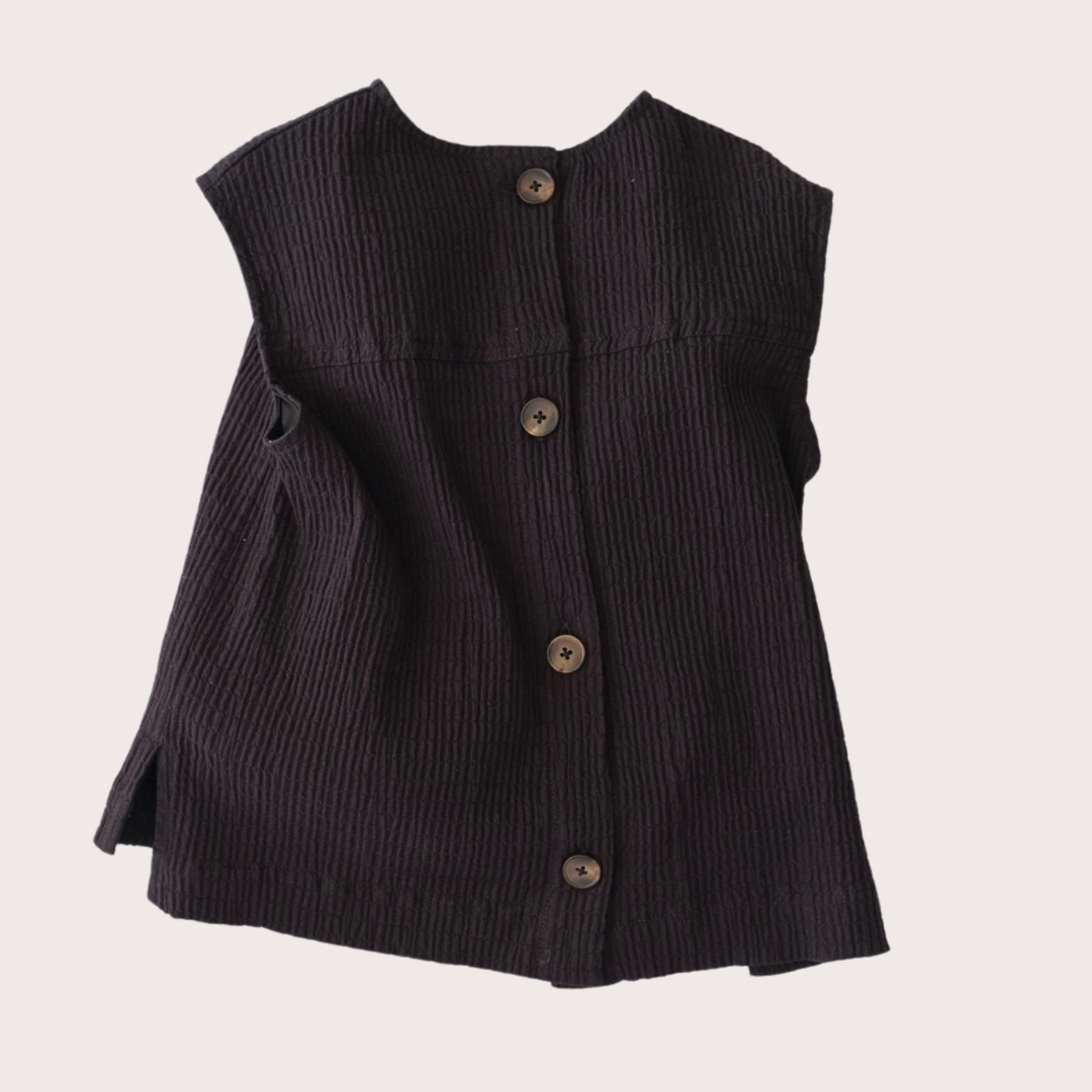 CASS TEXTURED COTTON BUTTON BACK VEST