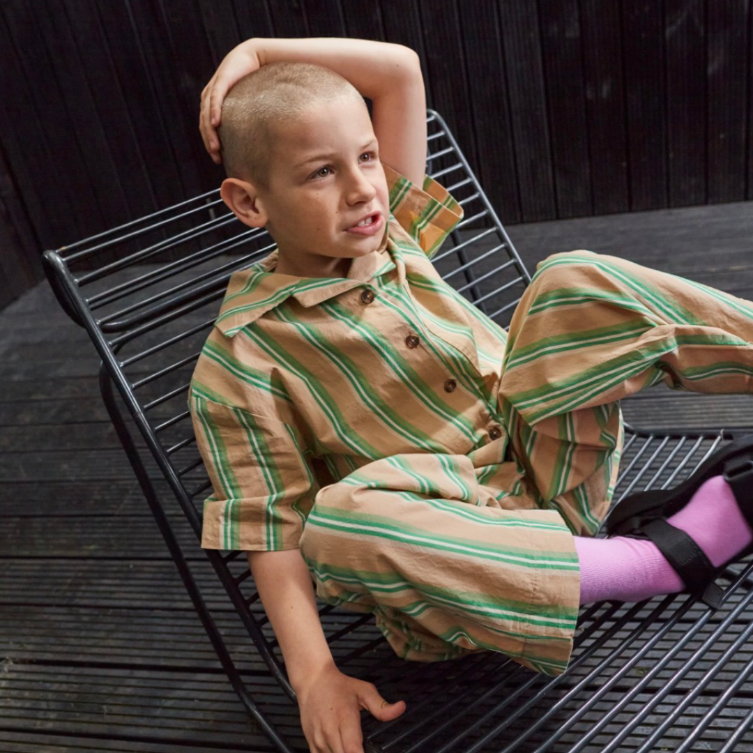 EVER WIDE LEG COTTON STRIPE TROUSERS