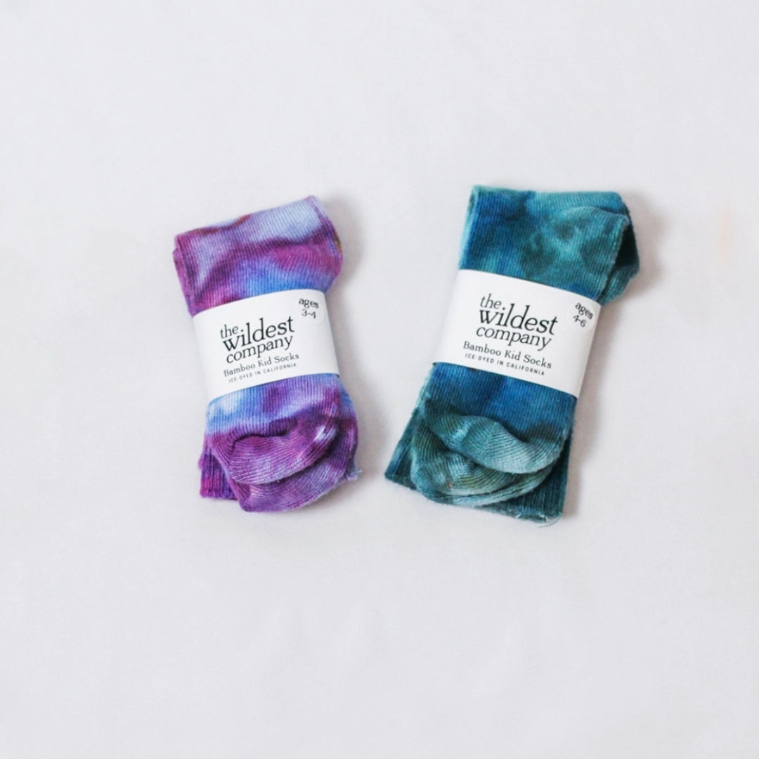 Ice-Dyed Kid Socks in Desert Waves