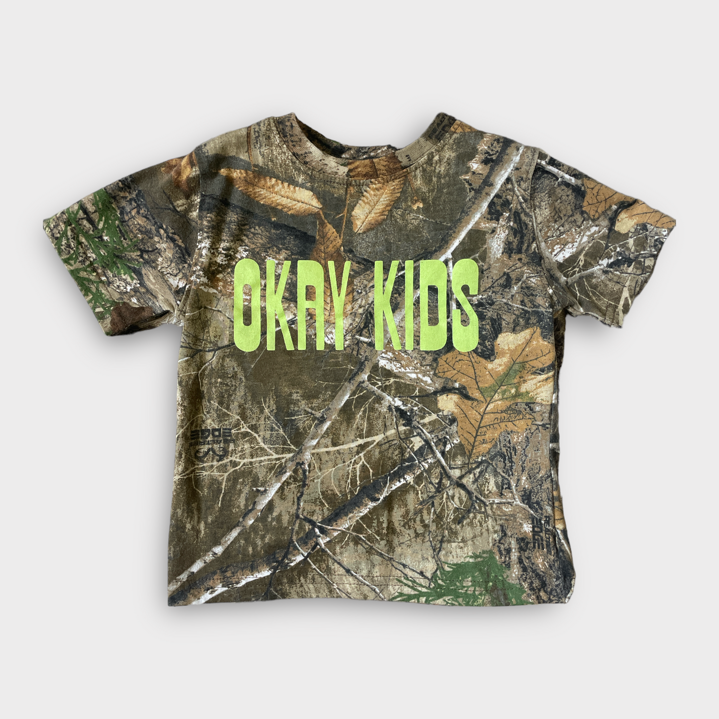 real tree toddler shirt okay kids print front green letters