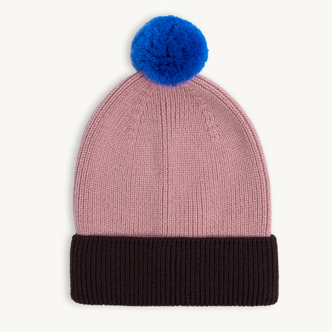 Mauve and Brown Merino Beanie