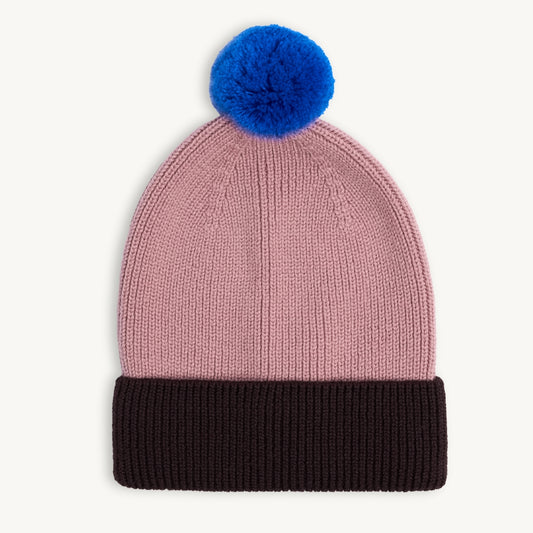 Mauve and Brown Merino Beanie