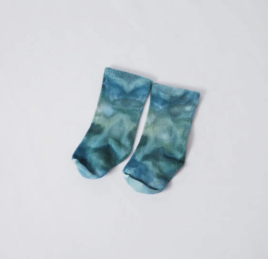Ice-Dyed Baby Socks in Blue Lagoon