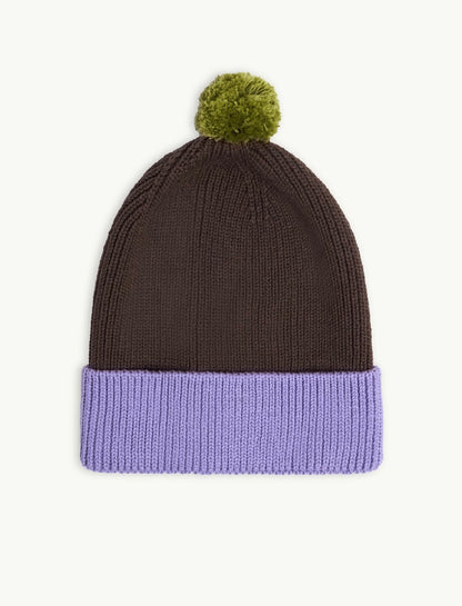 Organic Cotton Beanie Lilac and Brown