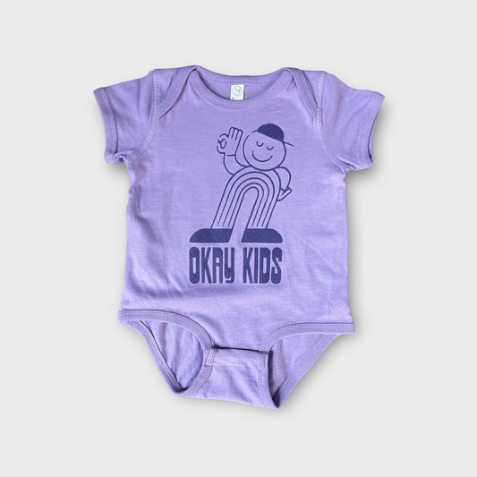 Okay Kids Logo Baby Bodysuit in Lavender