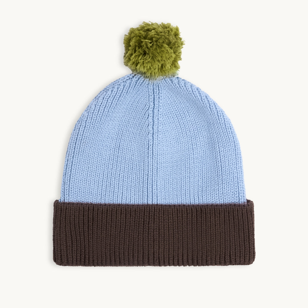 Organic Cotton Beanie Blue and Brown