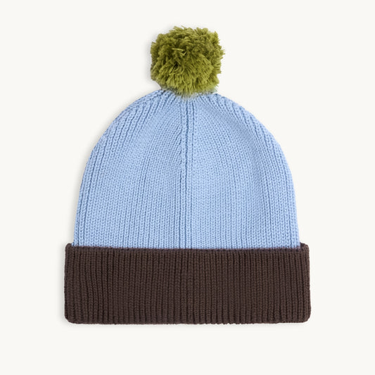 Organic Cotton Beanie Blue and Brown