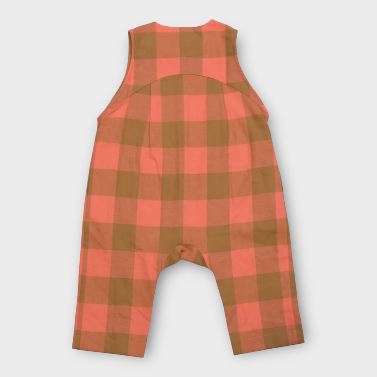 Puck Coral Check Flannel Playsuit