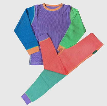 Colorblock Waffle Cotton Set