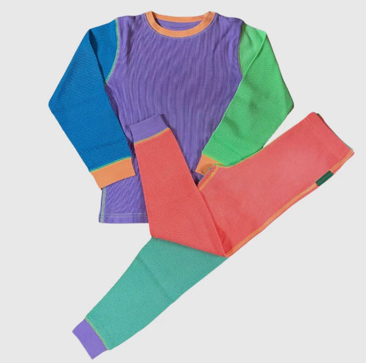 Colorblock Waffle Cotton Set