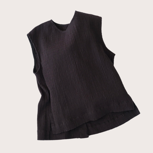 CASS TEXTURED COTTON BUTTON BACK VEST