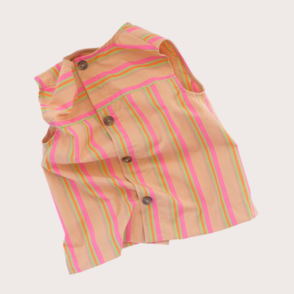 CASS STRIPE COTTON BUTTON-BACK VEST