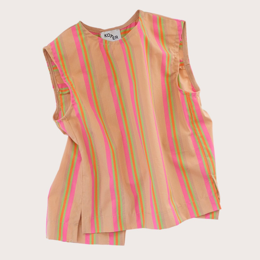 CASS STRIPE COTTON BUTTON-BACK VEST