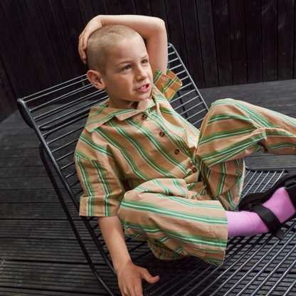 EVER WIDE LEG COTTON STRIPE TROUSERS