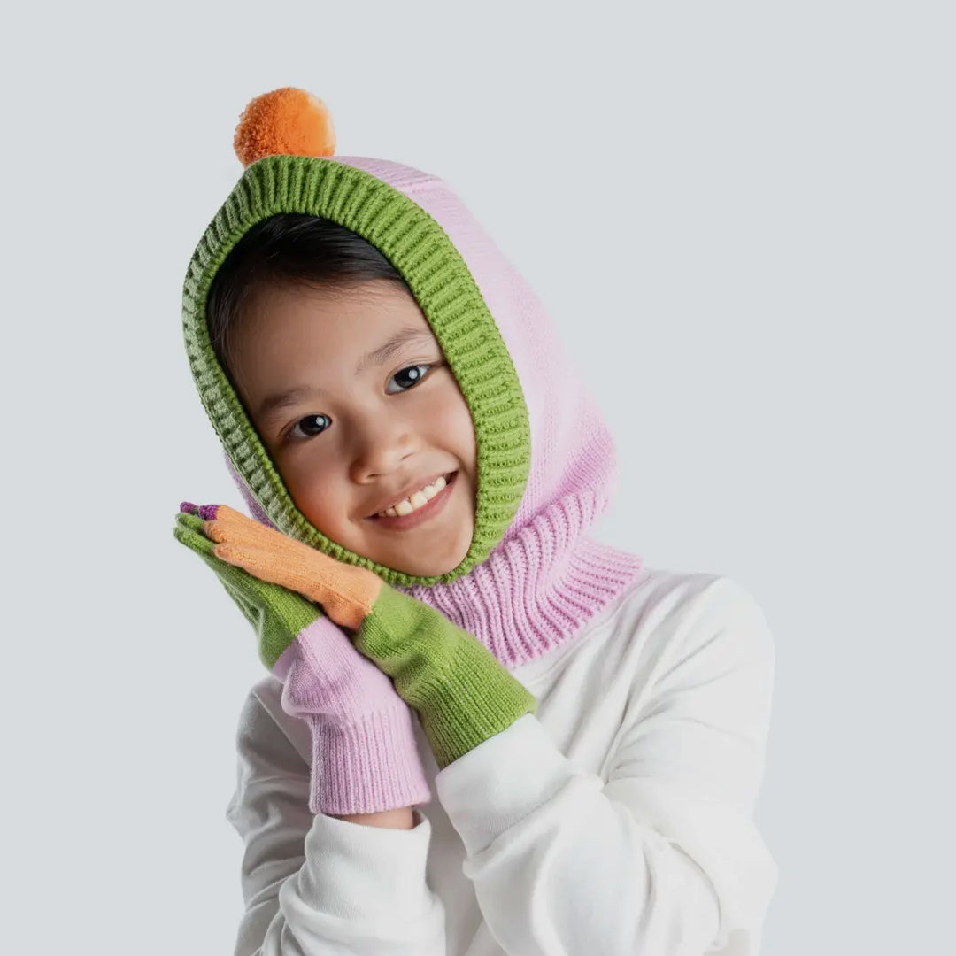 Kids Pair & Spare Gloves Peach Lilac