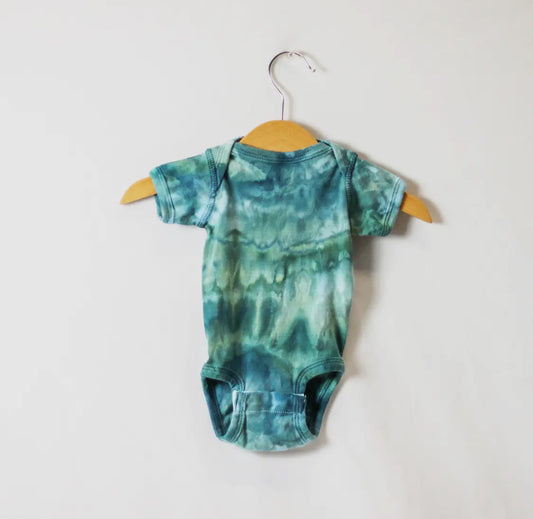Ice-Dyed Baby Rib Bodysuit in Blue Lagoon