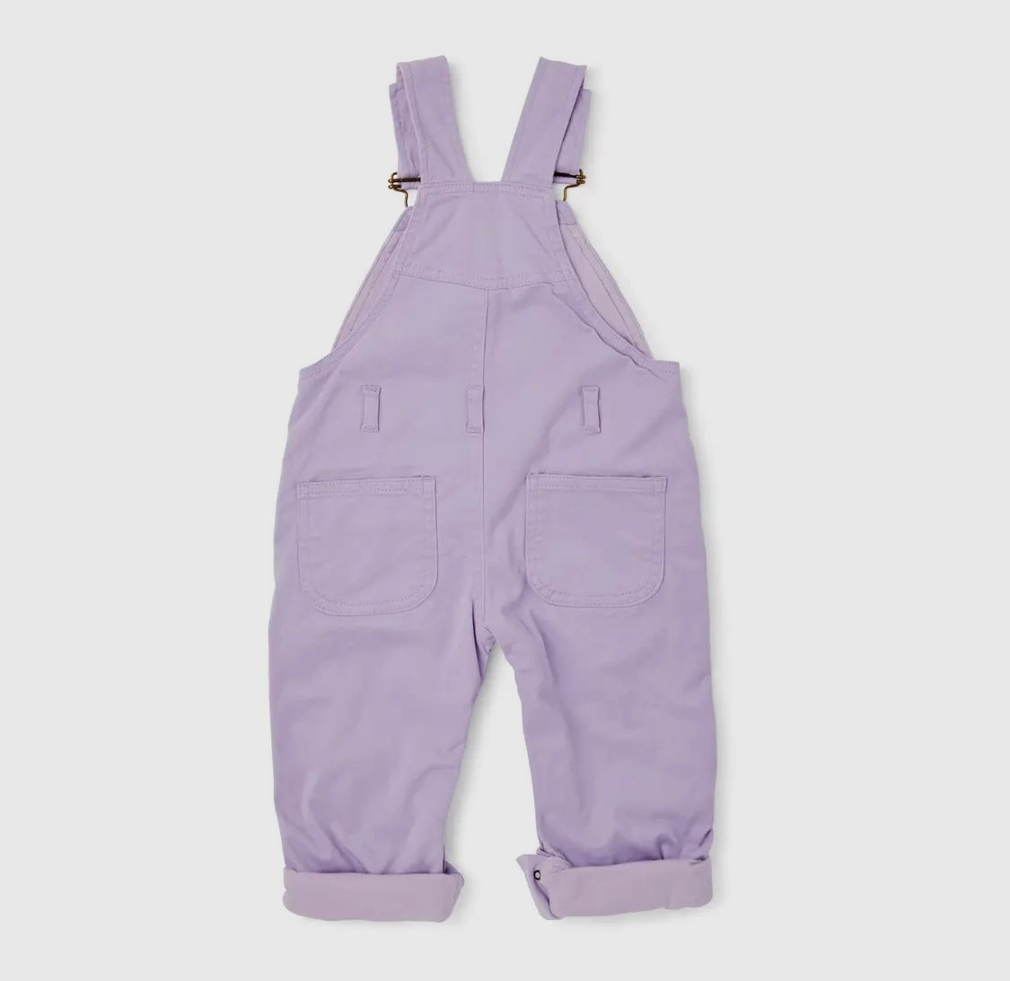 kids 100 % cotton dotty dungarees lavender purple lilac overalls adjustable straps rolled cuffs button cuffs back pockets
