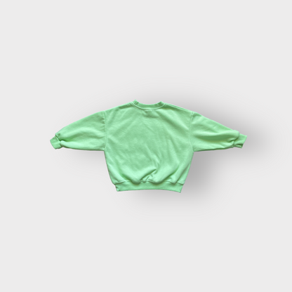 bright green back view kids sweatshirt