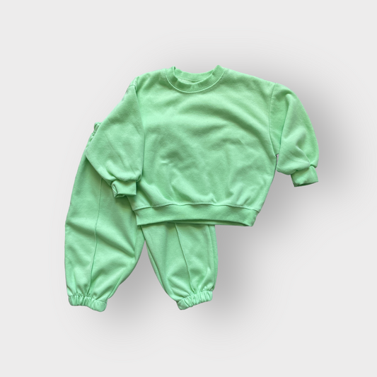 bright green kids sweatsuit combination set