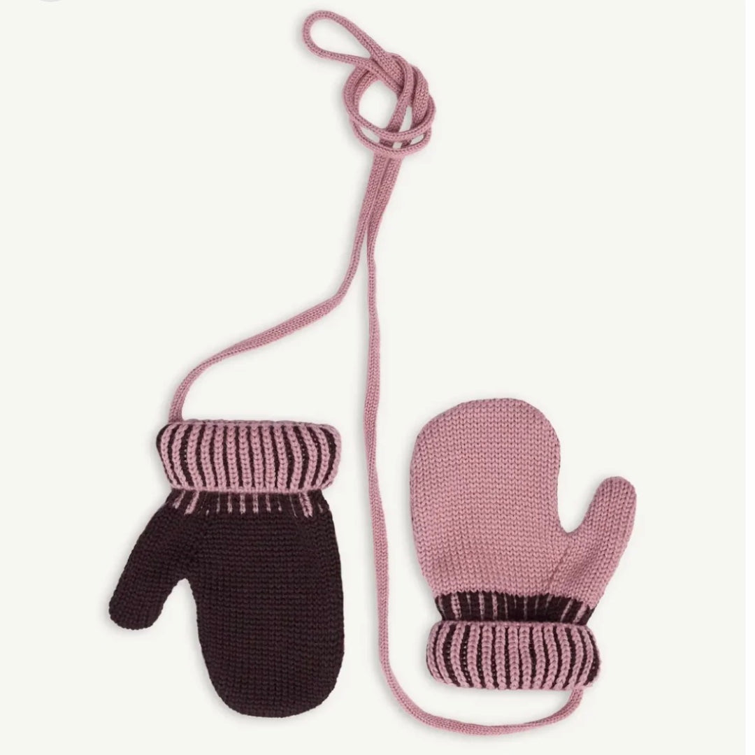 Mauve and Brown Merino Mittens