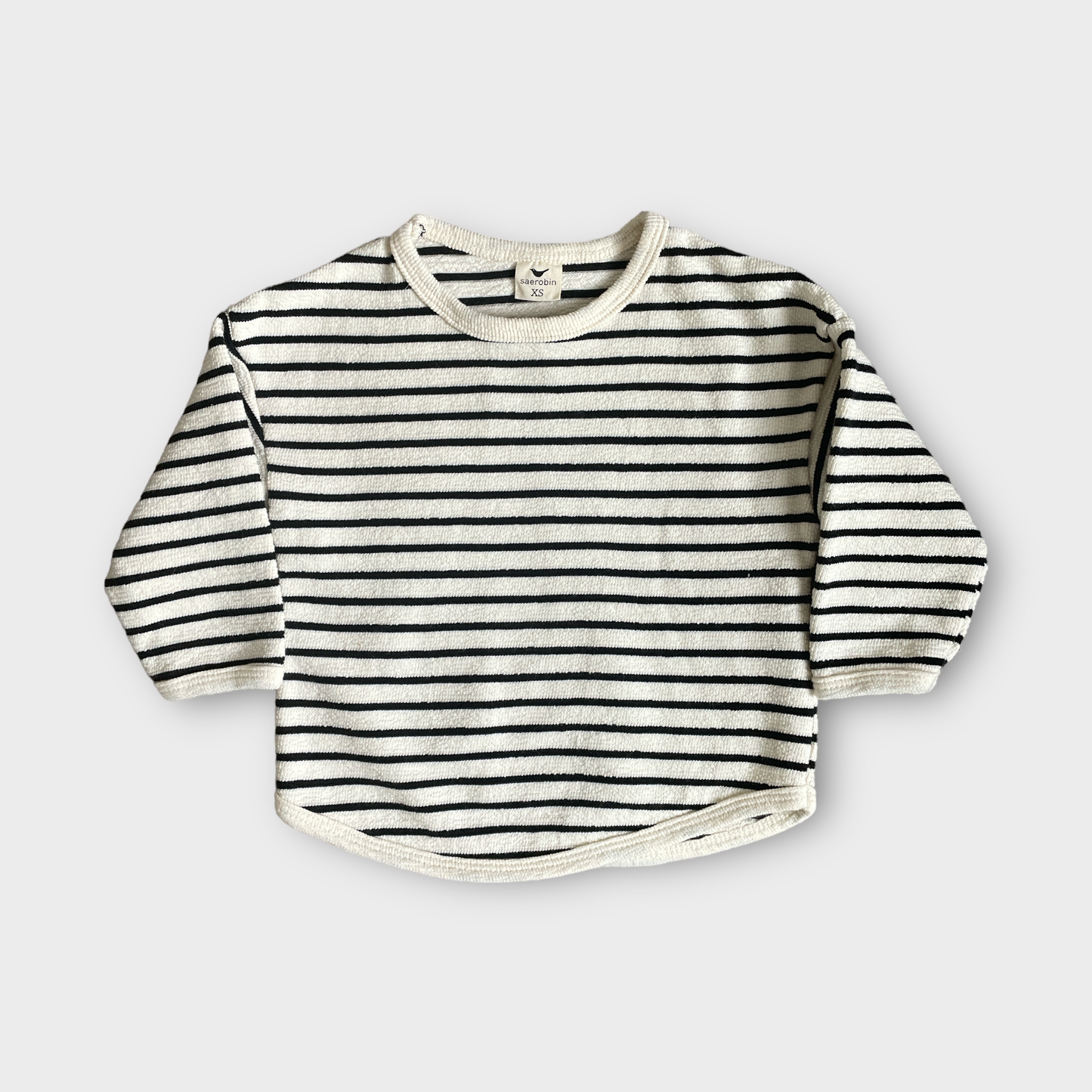 front view kids striped breton black cream thick cotton