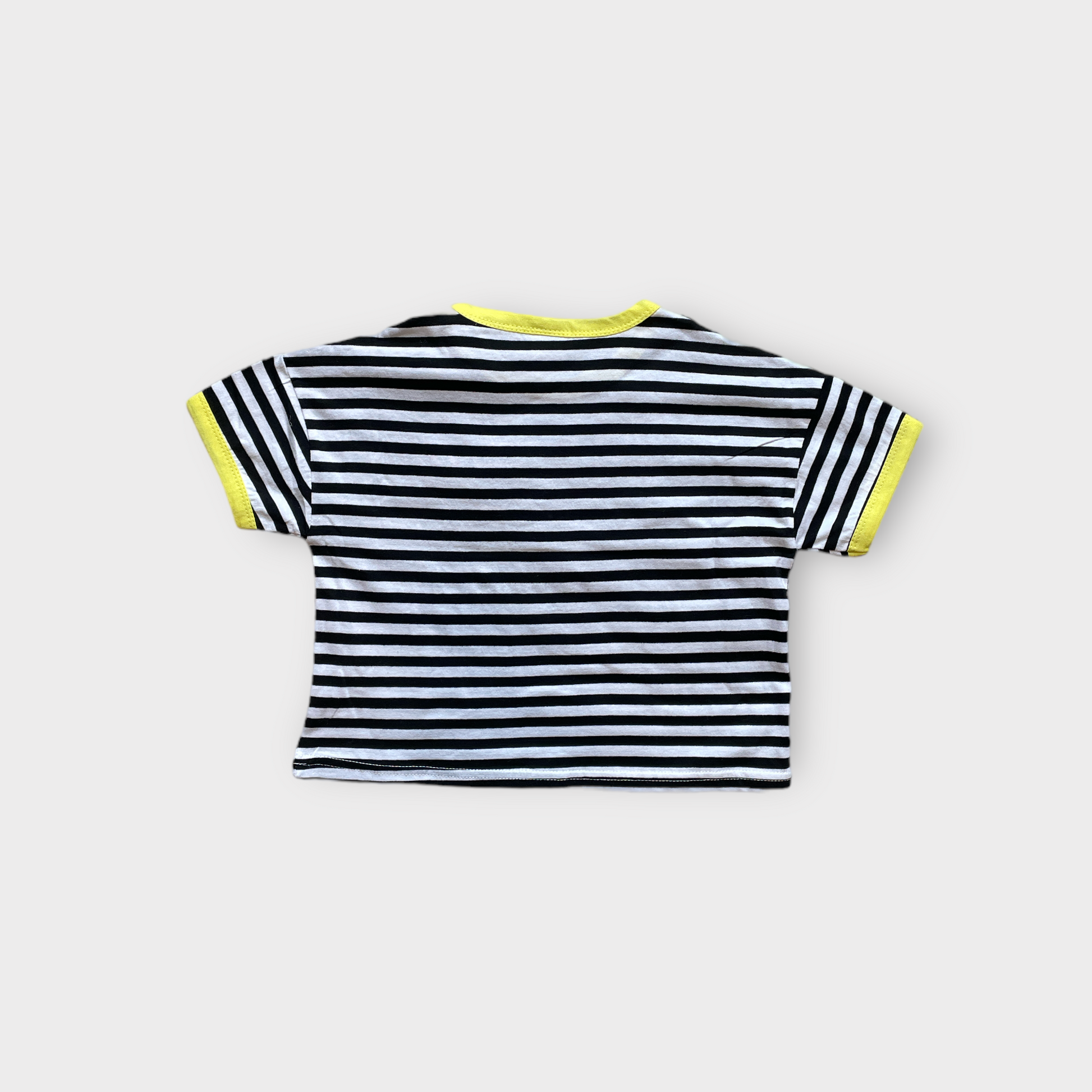 back view kids oversized black striped tee yellow details