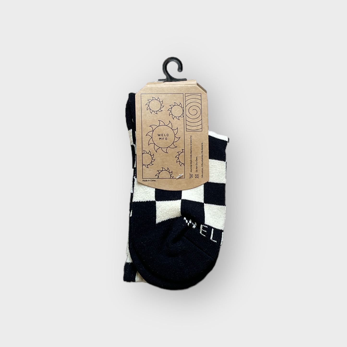 back view kids black checkered thick cotton socks