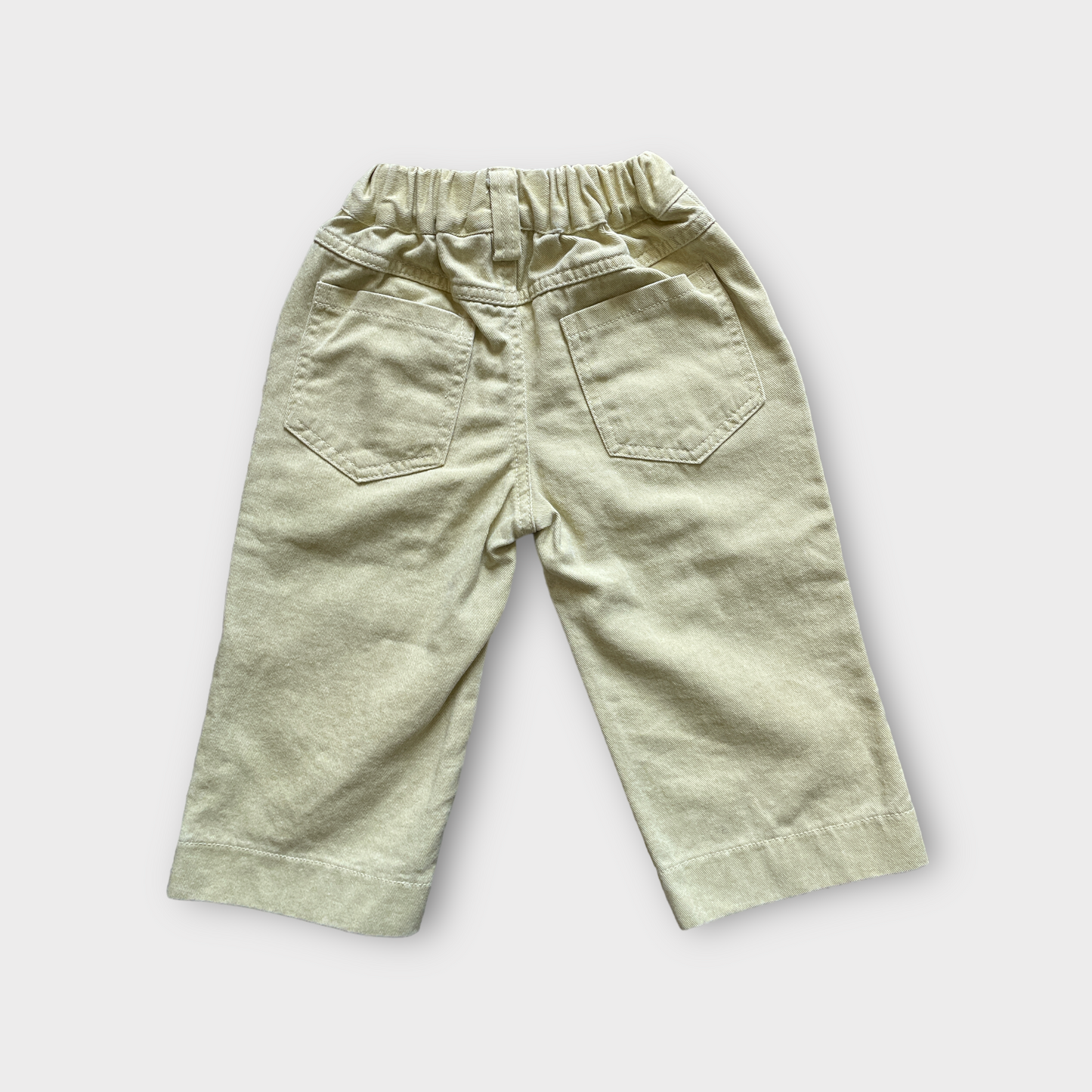 back view muted yellow toddler kids pants pockets elastic waist