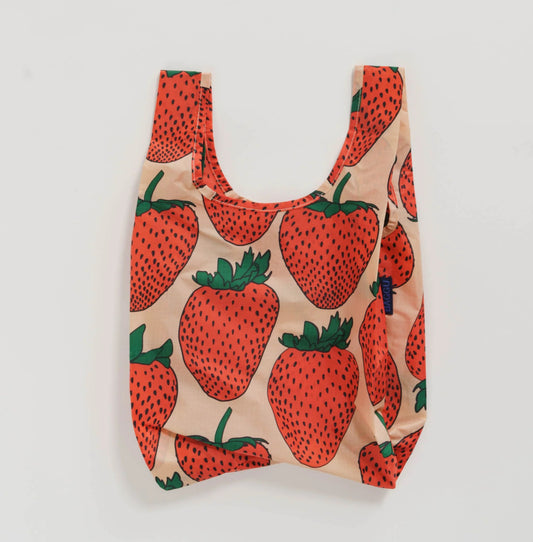 baby baggu reusable bag big red strawberries 100% recycled nylon small mini